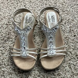Croft & Barrow Champagne Sandals with Gem Details